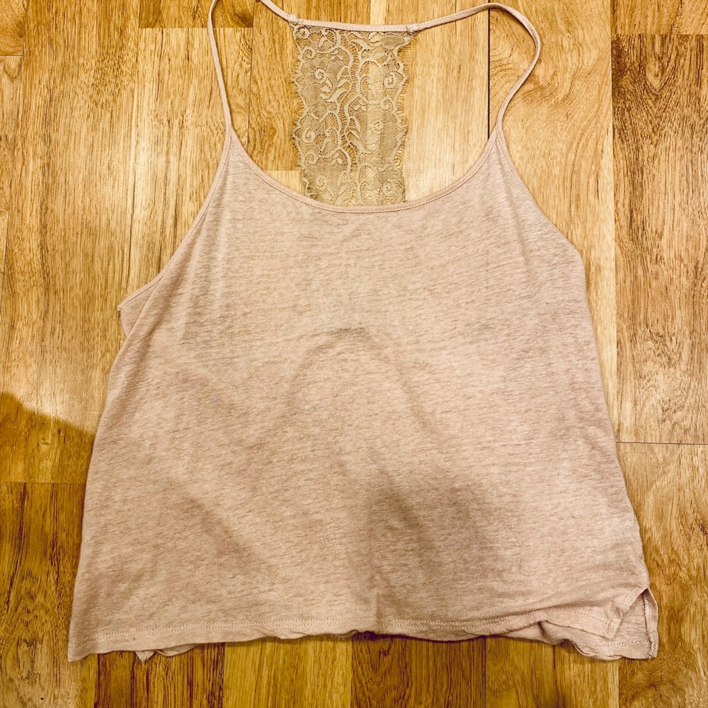 Pink back lace tank